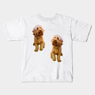 Cavapoo Cavoodle puppy pattern in cream- cute cavalier king charles spaniel Kids T-Shirt